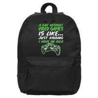 Day Without Video Games Just Kidding I Have No Idea 16 in Basic Backpack