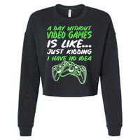 Day Without Video Games Just Kidding I Have No Idea Cropped Pullover Crew