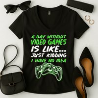 Day Without Video Games Just Kidding I Have No Idea Women's V-Neck T-Shirt