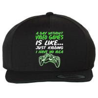 Day Without Video Games Just Kidding I Have No Idea Wool Snapback Cap