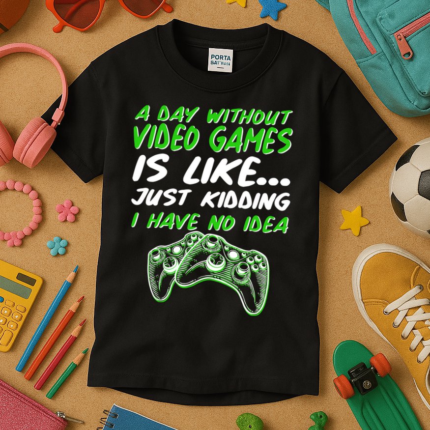 Day Without Video Games Just Kidding I Have No Idea Kids T-Shirt