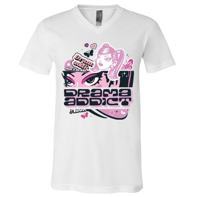 Drama Addict Y2K Diva V-Neck T-Shirt