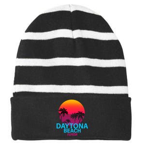 Daytona Beach Florida Striped Beanie with Solid Band