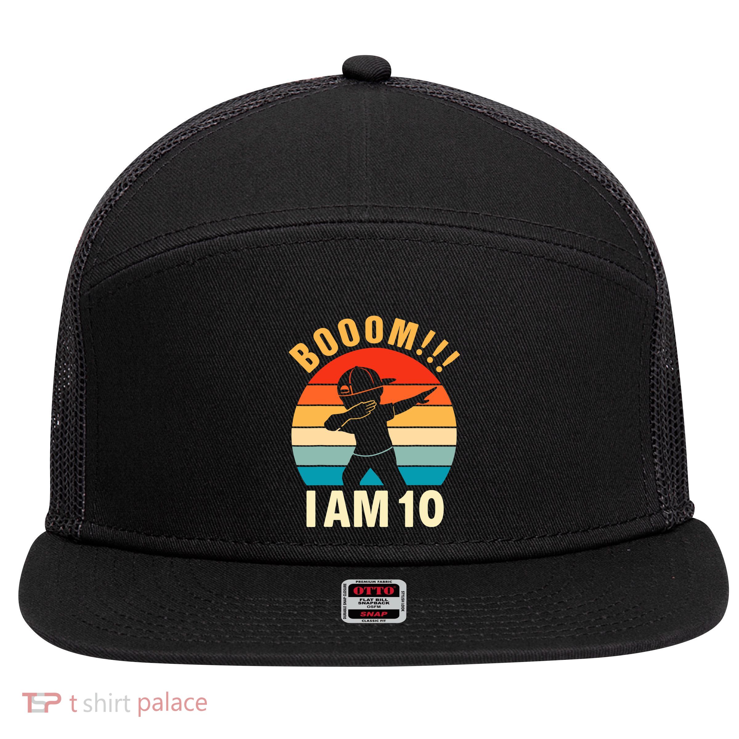 Dabbing Birthday 10 Years Old 10th Birthday Outfit Boy 7 Panel Mesh Trucker Snapback Hat