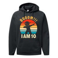 Dabbing Birthday 10 Years Old 10th Birthday Outfit Boy Performance Fleece Hoodie