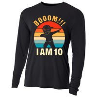 Dabbing Birthday 10 Years Old 10th Birthday Outfit Boy Cooling Performance Long Sleeve Crew