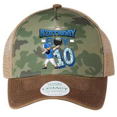Dabbing Boy 10 Year Old Bowling Player 10th Birthday Party Legacy Tie Dye Trucker Hat
