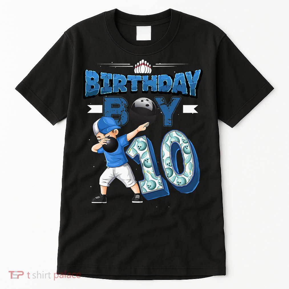 Dabbing Boy 10 Year Old Bowling Player 10th Birthday Party Tall T-Shirt