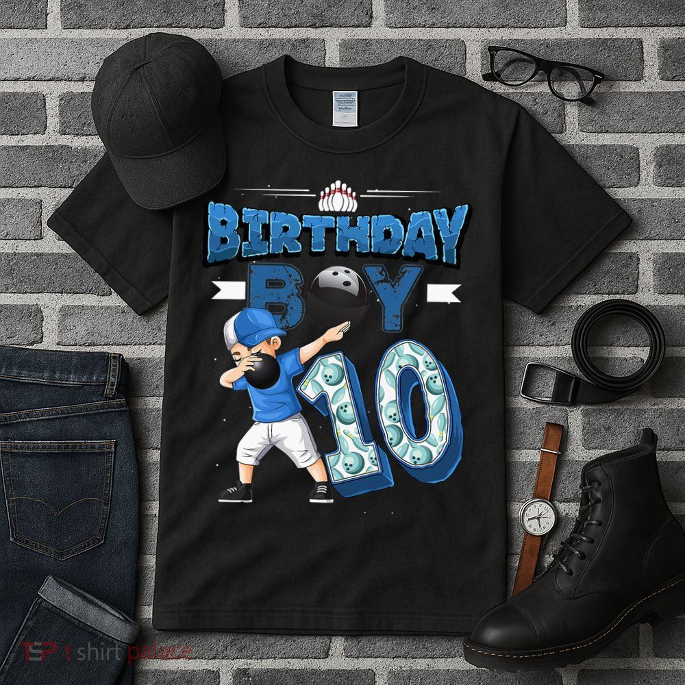 Dabbing Boy 10 Year Old Bowling Player 10th Birthday Party Tall T-Shirt