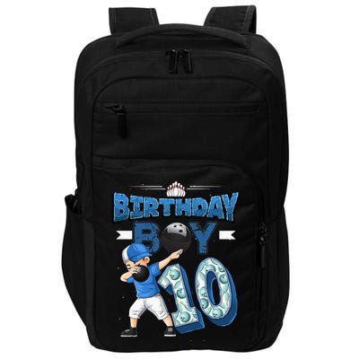 Dabbing Boy 10 Year Old Bowling Player 10th Birthday Party Impact Tech Backpack
