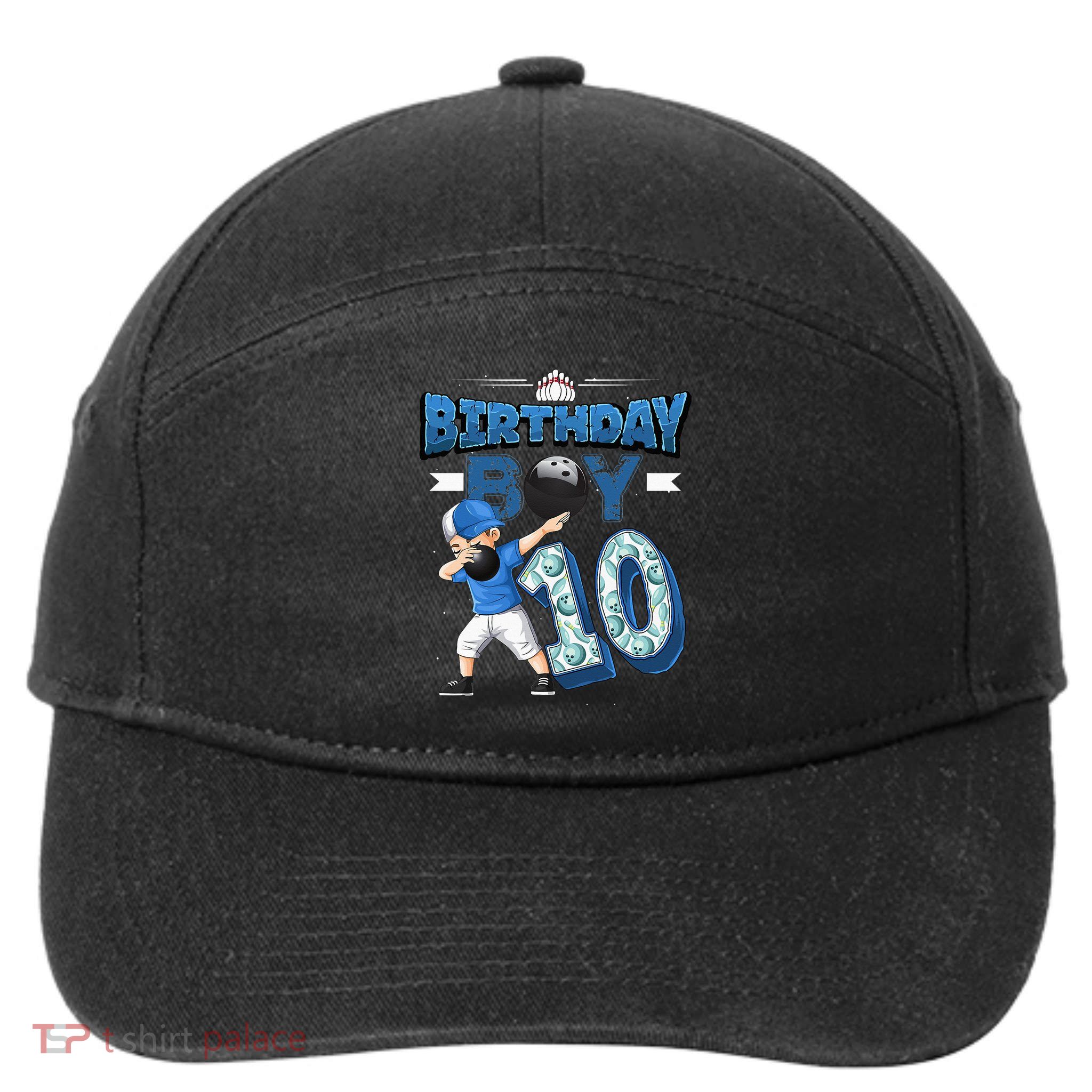 Dabbing Boy 10 Year Old Bowling Player 10th Birthday Party 7-Panel Snapback Hat