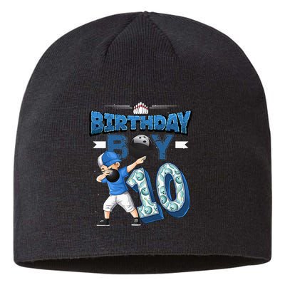 Dabbing Boy 10 Year Old Bowling Player 10th Birthday Party Sustainable Beanie