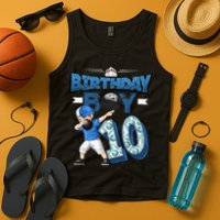Dabbing Boy 10 Year Old Bowling Player 10th Birthday Party Tank Top