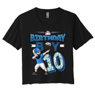 Dabbing Boy 10 Year Old Bowling Player 10th Birthday Party Crop Top