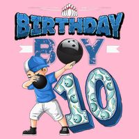 Dabbing Boy 10 Year Old Bowling Player 10th Birthday Party Button