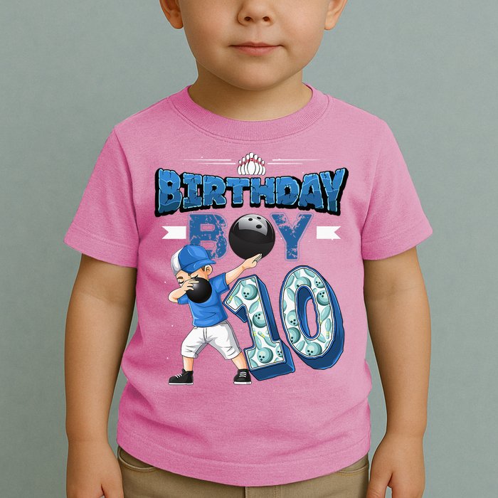 Dabbing Boy 10 Year Old Bowling Player 10th Birthday Party Toddler T-Shirt