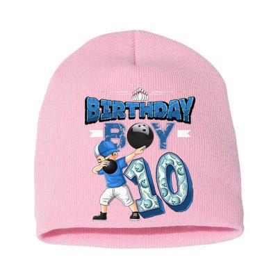 Dabbing Boy 10 Year Old Bowling Player 10th Birthday Party Short Acrylic Beanie