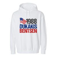 Dukakis Bentsen 1988 Retro Democrat Garment-Dyed Fleece Hoodie