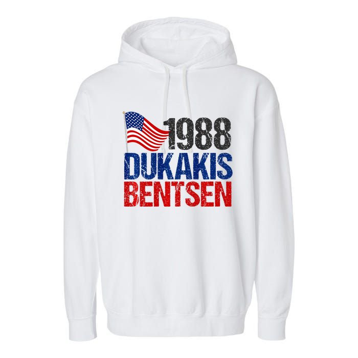 Dukakis Bentsen 1988 Retro Democrat Garment-Dyed Fleece Hoodie