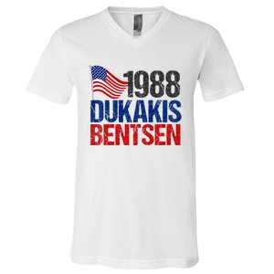 Dukakis Bentsen 1988 Retro Democrat V-Neck T-Shirt