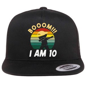 Dabbing Birthday 10 Years Old Birthday Outfit Cute Flat Bill Trucker Hat