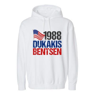 Dukakis Bentsen 1988 Retro Democrat Election Garment-Dyed Fleece Hoodie