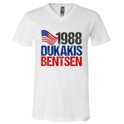 Dukakis Bentsen 1988 Retro Democrat Election V-Neck T-Shirt