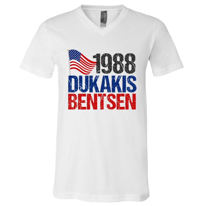 Dukakis Bentsen 1988 Retro Democrat Election V-Neck T-Shirt