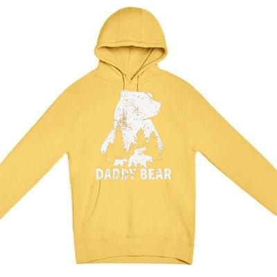 Daddy Bear 2 Cubs Father Day Funny Daddy Bear Twin Dad 2 Premium Pullover Hoodie