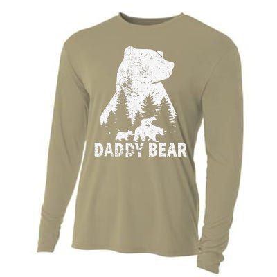 Daddy Bear 2 Cubs Father Day Funny Daddy Bear Twin Dad 2 Cooling Performance Long Sleeve Crew