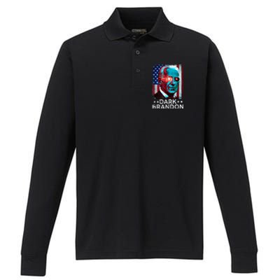 Dark Brandon 2024 Joe Biden Saving Funny Performance Long Sleeve Polo