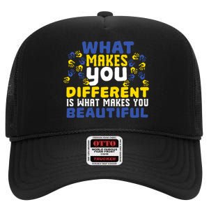 Different Beautiful 21 World Down Syndrome Awareness Day High Crown Mesh Back Trucker Hat