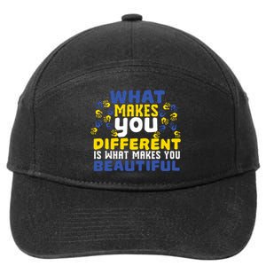 Different Beautiful 21 World Down Syndrome Awareness Day 7-Panel Snapback Hat