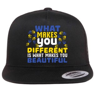 Different Beautiful 21 World Down Syndrome Awareness Day Flat Bill Trucker Hat