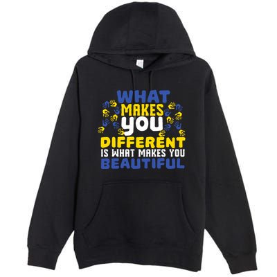 Different Beautiful 21 World Down Syndrome Awareness Day Premium Pullover Hoodie