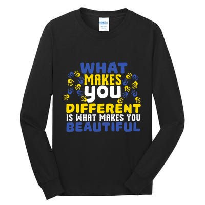 Different Beautiful 21 World Down Syndrome Awareness Day Tall Long Sleeve T-Shirt