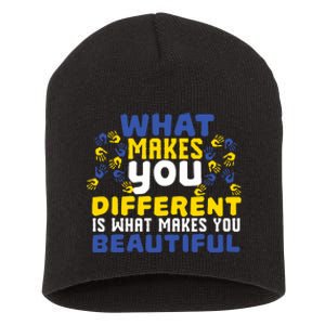 Different Beautiful 21 World Down Syndrome Awareness Day Short Acrylic Beanie