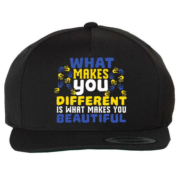 Different Beautiful 21 World Down Syndrome Awareness Day Wool Snapback Cap