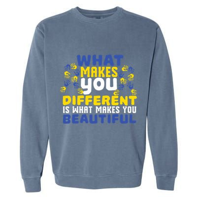 Different Beautiful 21 World Down Syndrome Awareness Day Garment-Dyed Sweatshirt