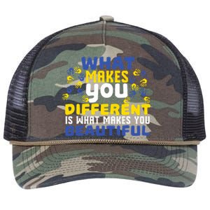 Different Beautiful 21 World Down Syndrome Awareness Day Retro Rope Trucker Hat Cap