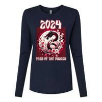 Dragon & Blossoms 2024 Year Of The Dragon Womens Cotton Relaxed Long Sleeve T-Shirt