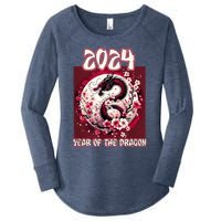 Dragon & Blossoms 2024 Year Of The Dragon Women's Perfect Tri Tunic Long Sleeve Shirt