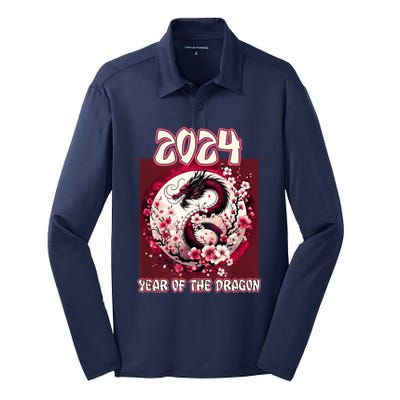 Dragon & Blossoms 2024 Year Of The Dragon Silk Touch Performance Long Sleeve Polo