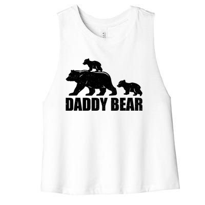 Daddy Bear 2 Cubs Daddy Bear Twin T Dad 2 T Women's Racerback Cropped Tank