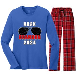 Dark Brandon 2024 CMon Man Vote Joe Pro Biden Women's Long Sleeve Flannel Pajama Set 