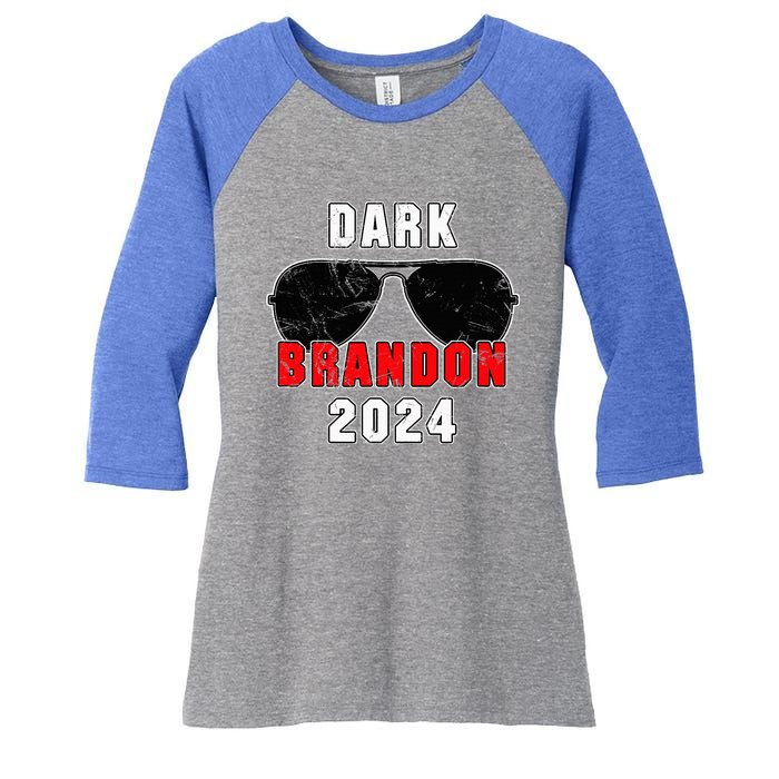 Dark Brandon 2024 CMon Man Vote Joe Pro Biden Women's Tri-Blend 3/4-Sleeve Raglan Shirt