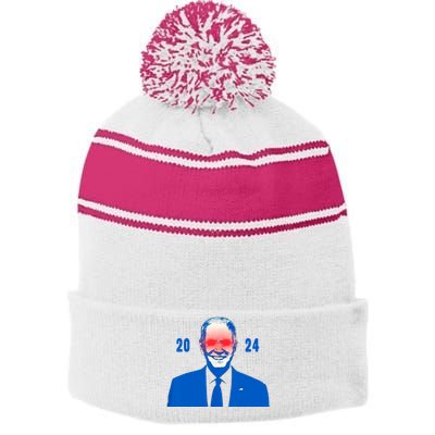 Dark Brandon 2024 Biden Funny New Campaign Stripe Pom Pom Beanie