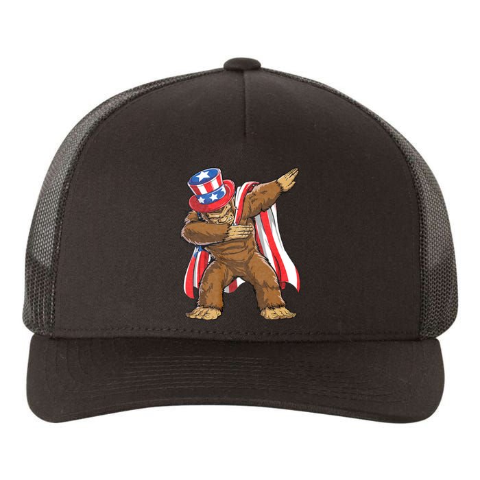 Dabbing Bigfoot 4th Of July Sasquatch American Flag Yupoong Adult 5-Panel Trucker Hat