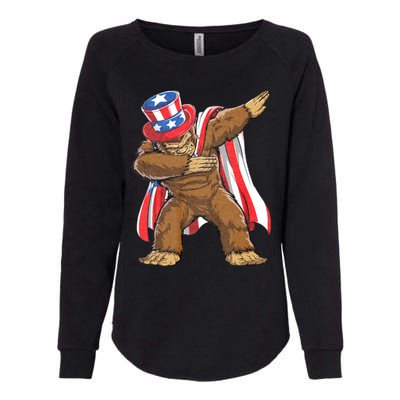 Dabbing Bigfoot 4th Of July Sasquatch American Flag Womens California Wash Sweatshirt