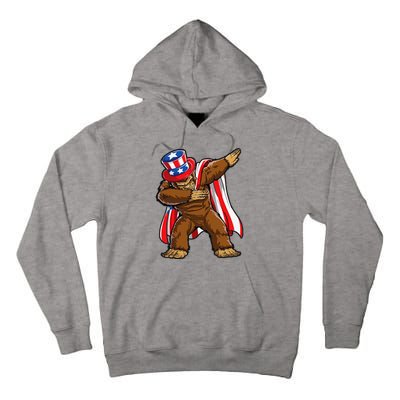 Dabbing Bigfoot 4th of July Sasquatch  USA Flag Tall Hoodie